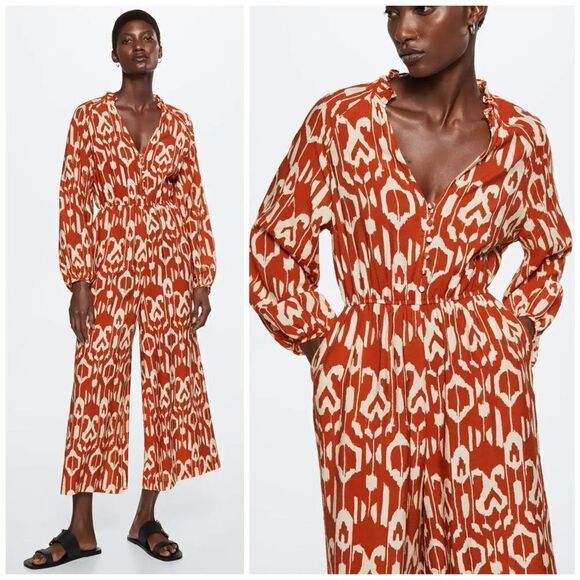 Mango Flowy Printed Jumpsuit New - Picture 1 of 8